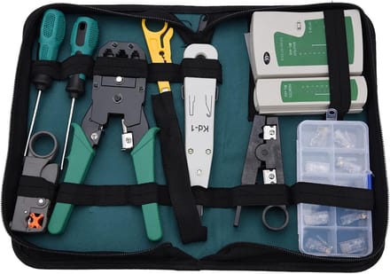 Netwerkonderhoud Kit - Kabeltest Tools - Netwerk Installatie - 11-delige Combinatie - 841 Gram - Groen