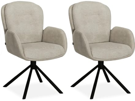 MX Sofa - Eetkamerstoel Longford - Beige (set van 2 stoelen)