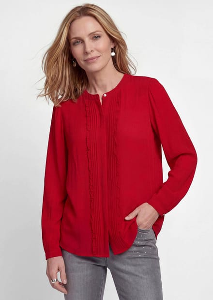 Blouse met ruches en biesjes - bordeaux - Gr. 21 van Goldner Fashion