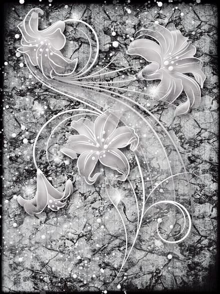 Floral Abstract Silver Grey Black Photo Wallcovering