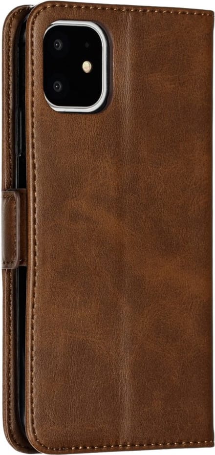 Peachy Leren Wallet Bookcase hoesje portemonnee geschikt voor iPhone 11 - Bruin