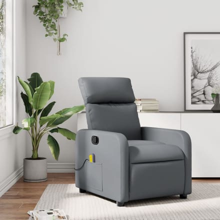 vidaXL - Massagestoel - verstelbaar - kunstleer - grijs