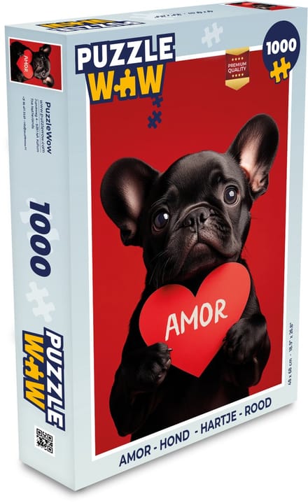 Puzzel Amor - Hond - Hartje - Rood - Legpuzzel - Puzzel 1000 stukjes volwassenen