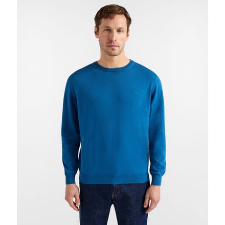 Pullover Crewneck Cotton Man Blue