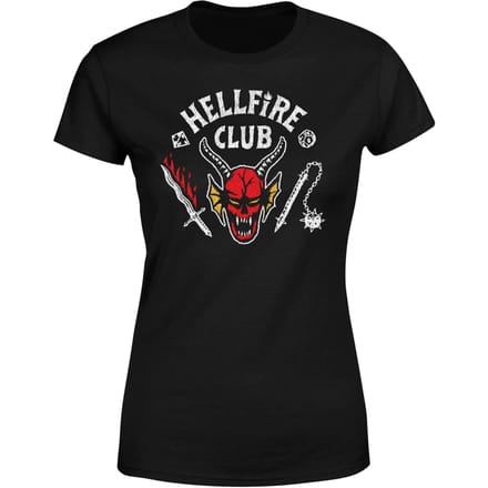 Stranger Things Hellfire Club Vintage Dames T-Shirt - Zwart - M