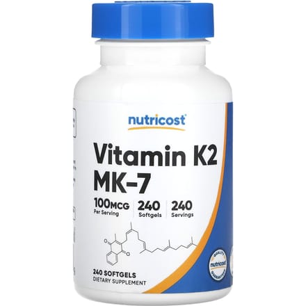 Nutricost, vitamine K2, 100 mcg, 240 softgels