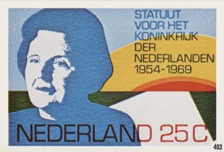 Briefkaart met afbeelding Statuut voor het koninkrijk der Nederlanden postzegel