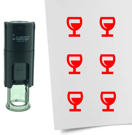 CombiCraft Stempel Glas Wijn 10mm rond - rode inkt