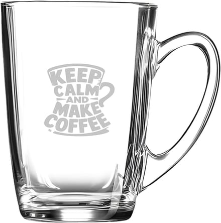 Gegraveerde Koffieglas 32cl Keep calm and make coffee