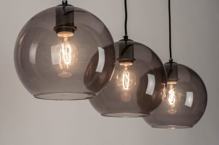 Lumidora Hanglamp 73124 - LILY - 3 Lichts - E27 - Zwart - Grijs - Metaal