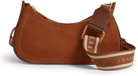 Ted Baker Leren schoudertas Shayine Webbing Small Suede Shoulder Bag Brown Lichtbruin