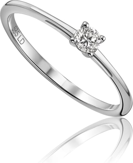 Miore Pure Ring Dames - 14 Karaat Witgoud - Met Diamanten - Trouwringen - set - Maat 54