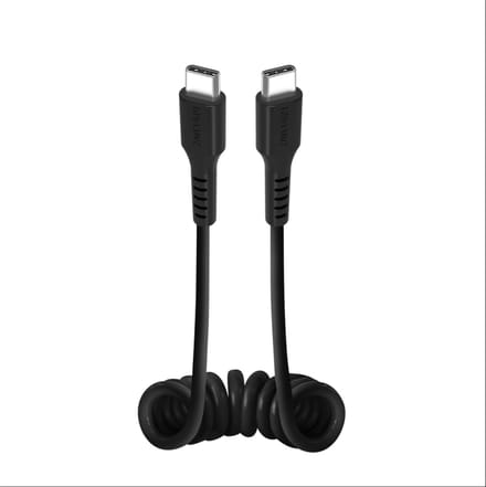 Musthavz USB-C naar USB-C Spiraalkabel 1 Meter – Oplaad- en Datakabel – Zwart