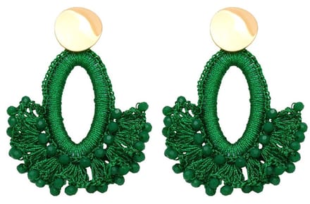 Oorbellen met Glaskralen - Oorhangers - 7 cm - Groen