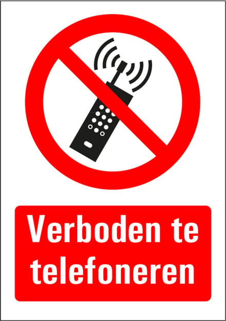Verboden te telefoneren bord met tekst 148 x 210 mm