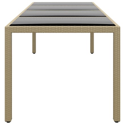 vidaXL - Tuintafel - met - glazen - blad - poly - rattan - beige