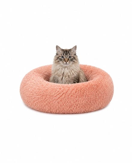 lionto Knuffelbed kat, donutvormig & extra zacht Ø50 cm roze