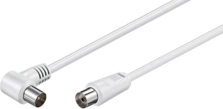 IEC (m) haaks - IEC (v) recht coaxkabel - wit - 10 meter