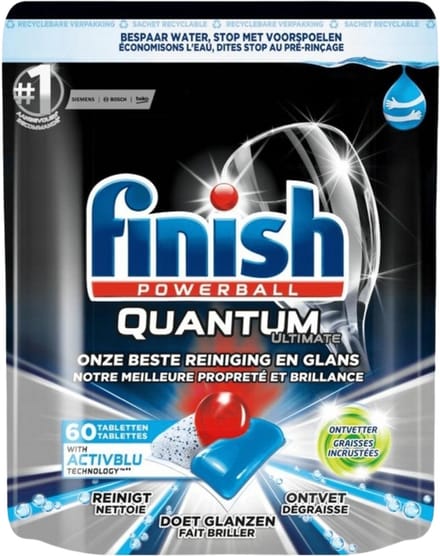 Finish Powerball - Quantum Ultimate - Vaatwastabletten - Ontvetter - 60 Tabletten