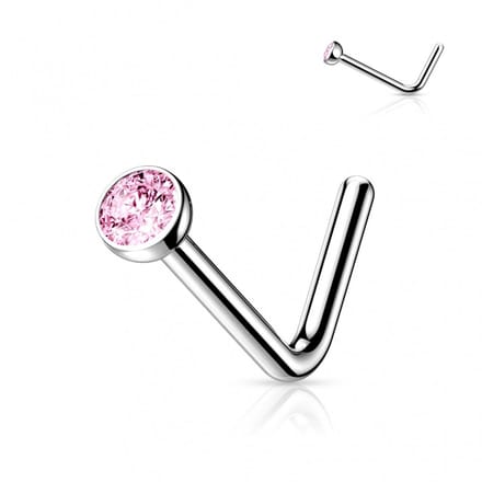 Neuspiercing L-bend titanium top 2 mm - roze - LMPiercings
