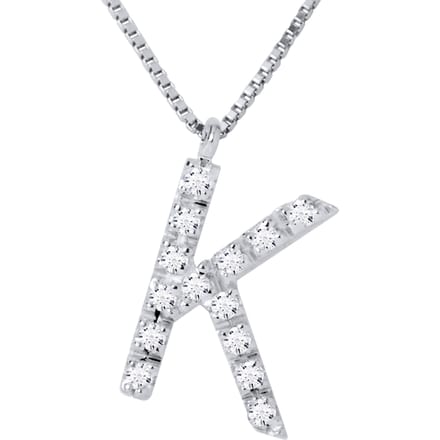 Ketting Diamonds 0.07 Cts letter van het alfabet "K" witte goud 18 Karaat