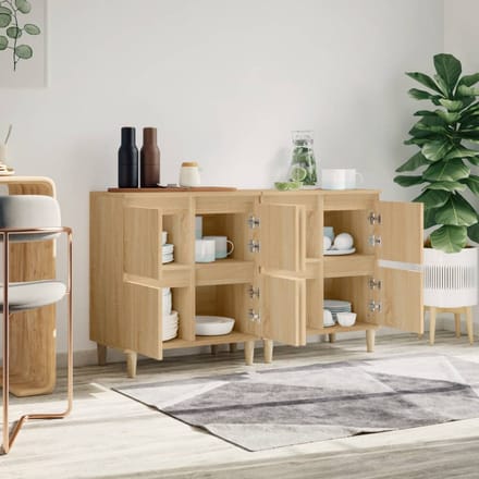 vidaXL - Dressoirs - 2 - st - 60x35x70 - cm - bewerkt - hout - sonoma - eikenkleurig