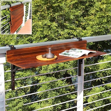 Balkontafel - Leuningtafel Opvouwbaar - Buitenwerken Studeren - Verstelbare Breedte - 80 cm - Bruin