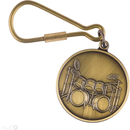 Sleutelhanger dubbel basdrum, antiek messing