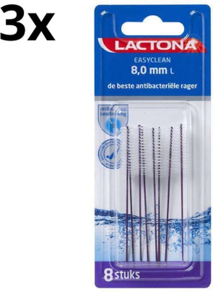 Lactona Ragers EasyClean L 8.0mm Paars - 3 x 8 stuks - Voordeelverpakking
