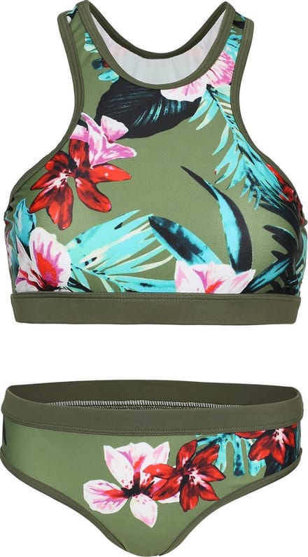 Bikini sport basic - Olijfgroen bloemen 152-158