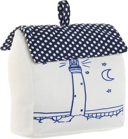 ITEM Deurstopper maritiem huis - wit - polyester - 15 x 8 x 17 cm - tegen klapperende deuren - strand thema