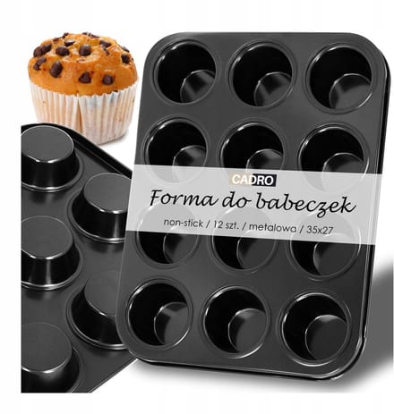 Bakvorm voor 12 Muffins - Antiaanbaklaag - 35x26.5x2.9 cm