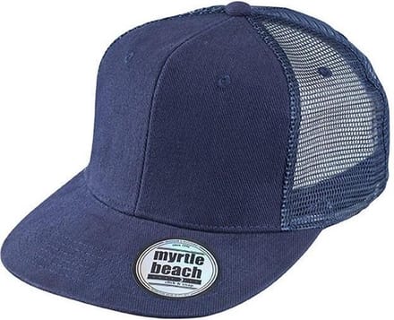 Myrtle Beach Volwassenen Unisex 6 Panel Flat Peak Cap (Marine)