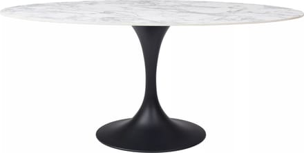 Vente-unique Eettafel voor 8 personen van keramiek en zwart metaal - Wit marmereffect - ELVA van Maison Céphy