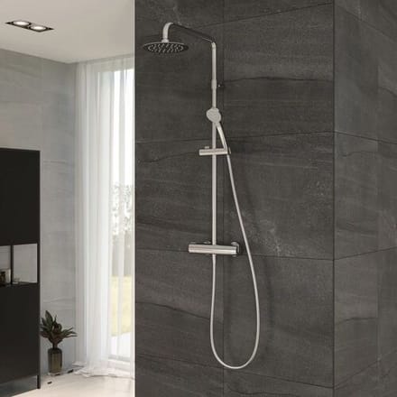 Megabad Profi Collection House thermostatic shower system with overhead shower ultra flat Ø 20 cm MBTH2D1805