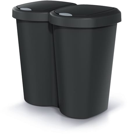 Compacta B Duo - Prullenbak - 40L - één compartiment twee deksels - Zwart