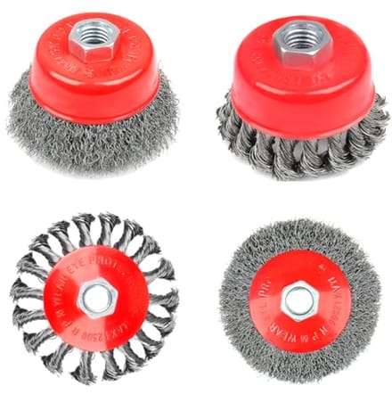 Draadborstel set voor haakse slijpers - 4 stuks, M14 schijfborstels (75/100 mm)