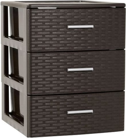 Plasticforte Bureau organizer - 3 lades - rotan bruin - 39 x 36 x 46 cm - Ladeblok