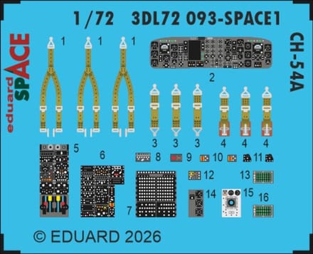 Eduard Modelbouwdecoratie - 3DL72093 Sp - Accessoires Set voor Sikorsky CH-54A Tarhe - Photo-etch