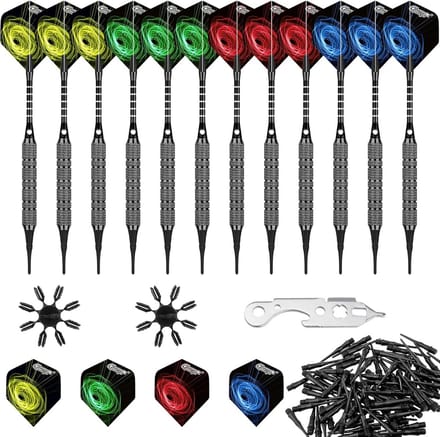 12 Stuks Zachte Steeltjes Dartpijlen Set met Aluminium Shafts