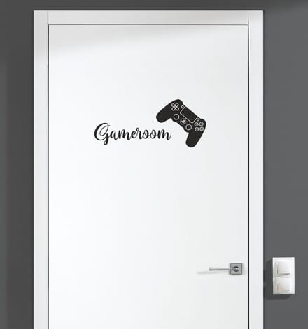 Deursticker - Gameroom - Zwart 23x10