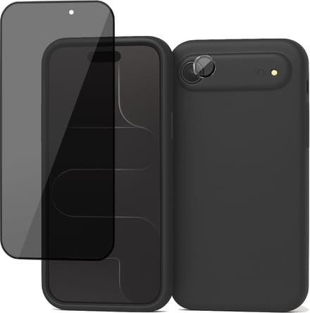 Hoesje geschikt voor iPhone 17 Air - Privacy Screenprotector Volledig Dekkend Glas & Camera Protector - Mat Back Case Zwart
