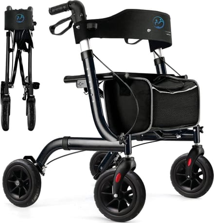 REN® Rollator Lichtgewicht en Opvouwbaar - Rollator lichtgewicht - Rollator - Zwart - 70cm x 61cm x 95cm