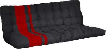 Vente-unique Hoogslaper metaal zwart, rood 90 x 190 cm
