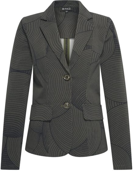 MI PIACE - Travel Blazer Circle Print MP202015 Deep Depth Black - Maat : L