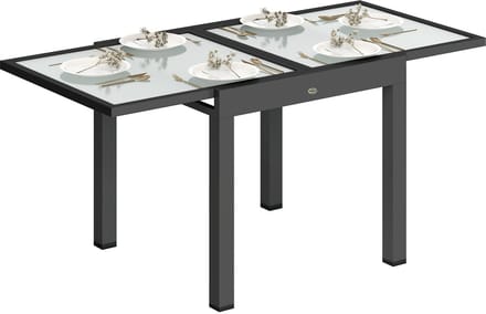 Outsunny uitschuifbare eettafel voor buiten - Aluminium - 160x80x75cm - Transparant