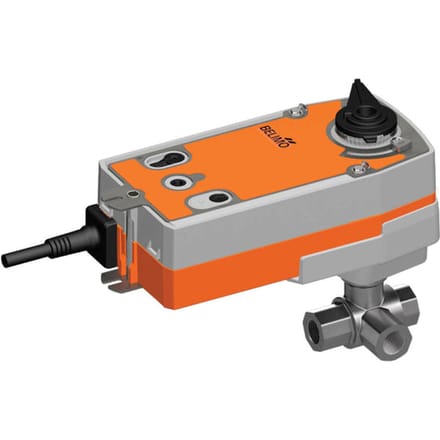 Belimo 3-Weg Kogelkraan Rp1 Kvs10 24VAC/DC Fail-Safe 75s 2-Punt 20Nm IP54 R3025-BL2/SRF24A