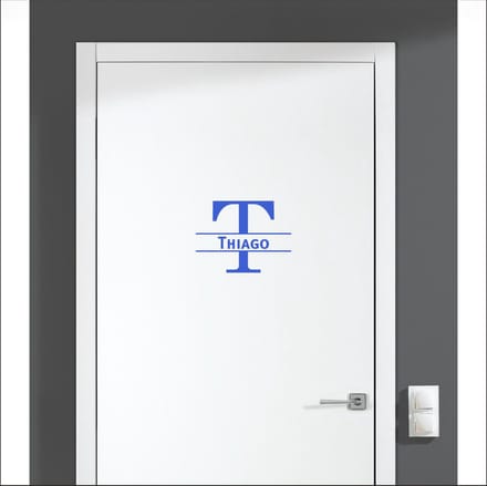 Deursticker Met Naam -  Thiago - Blauw