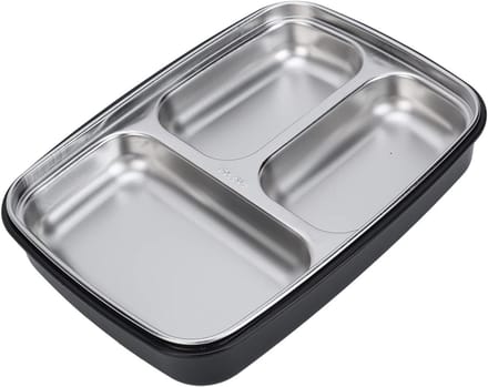 Thermos Lunchbox - Isolerende Bento Box - Maaltijden Warm Houden - 3 Compartimenten Ontwerp - 3900 cc - Zwart