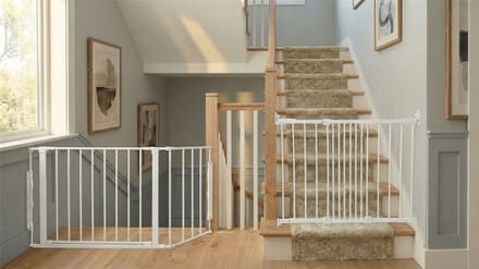 Safetots Overlooptraphek, Wit, De Oplossing voor Trappen, Meerdere Panelen tot 128cm en Schroefhek, 67cm - 105,5cm